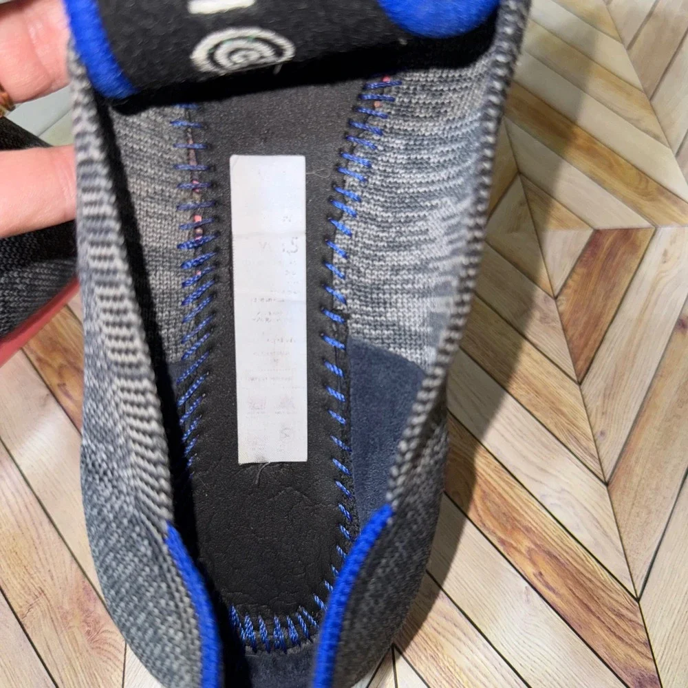 Rothy's Birdseye Ballet Flats 8.5 Knit Charcoal Coral Size Comfy Casual Slip On - Picture 2 of 5